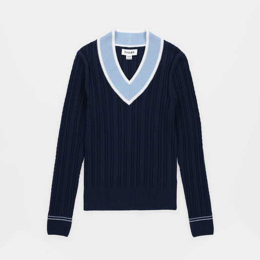 Tilley V Neck Cable Sweater