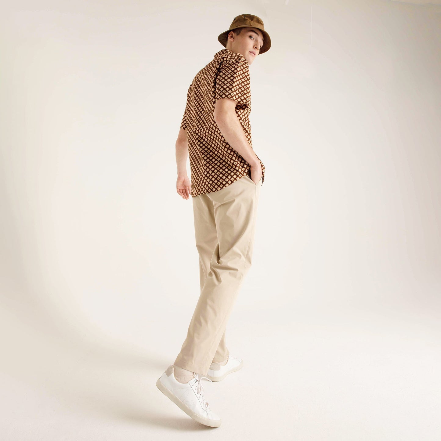 Tilley Short Sleeve Brown Geo Print
