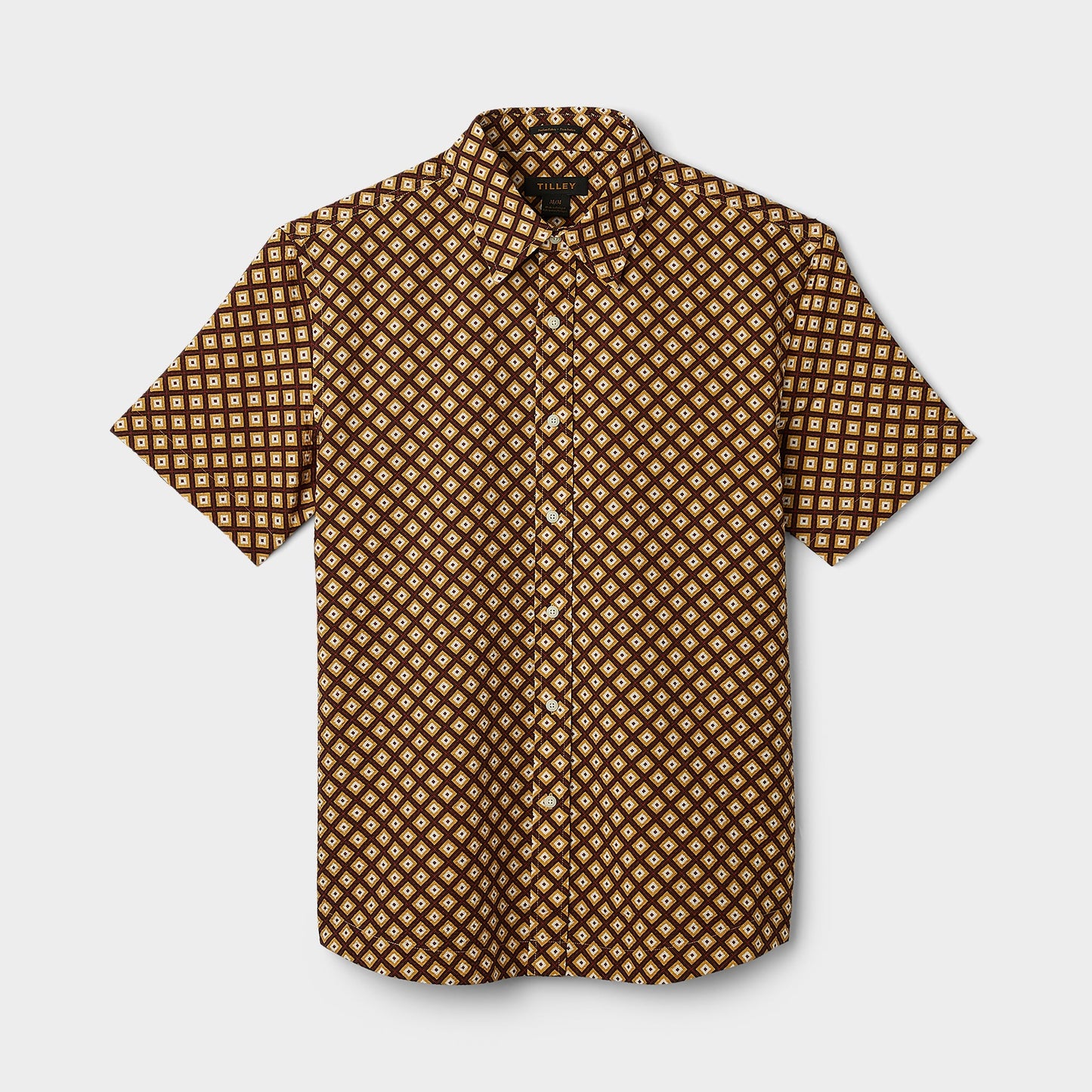 Tilley Short Sleeve Brown Geo Print