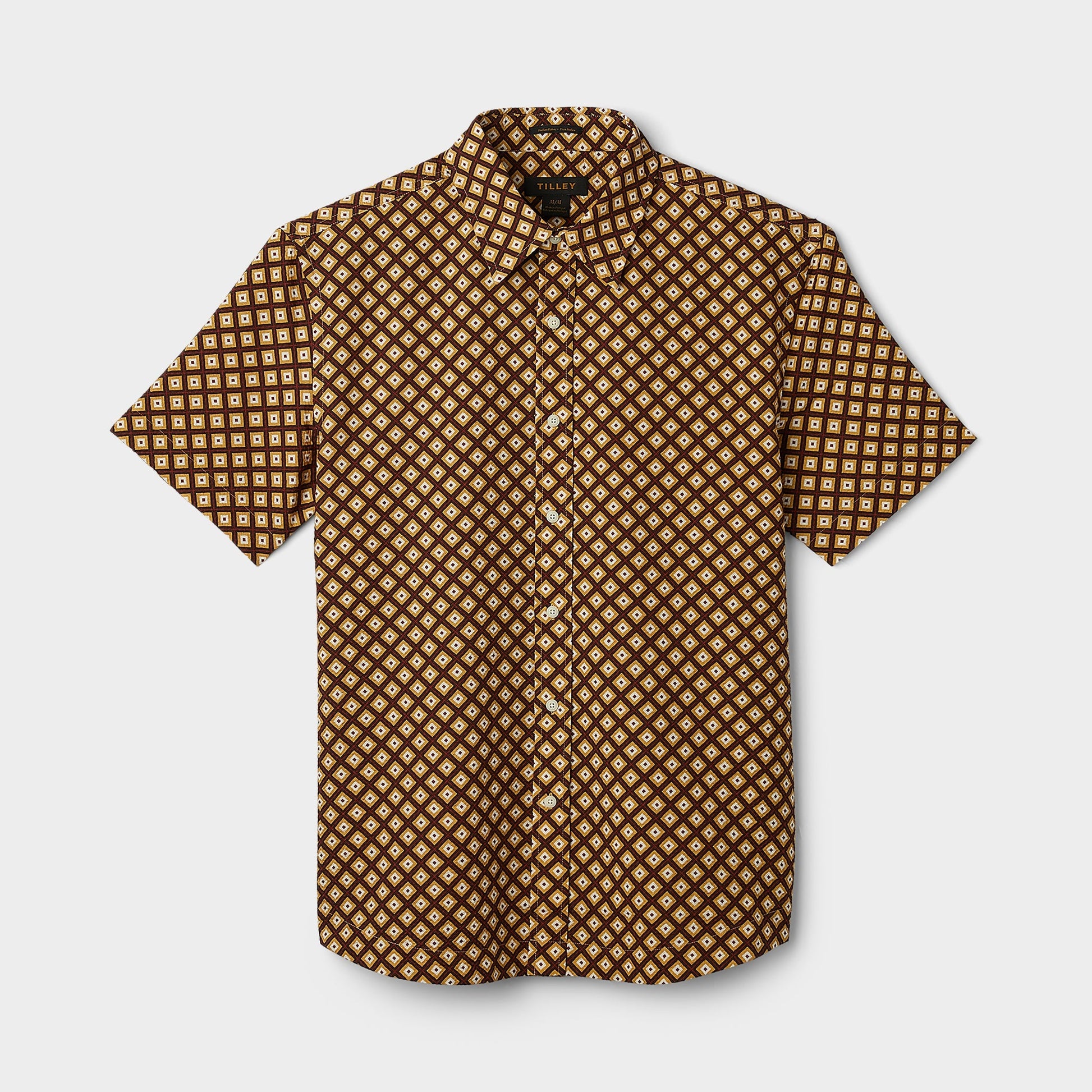Tilley Short Sleeve Brown Geo Print