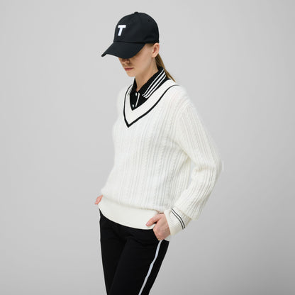 Tilley V Neck Cable Sweater