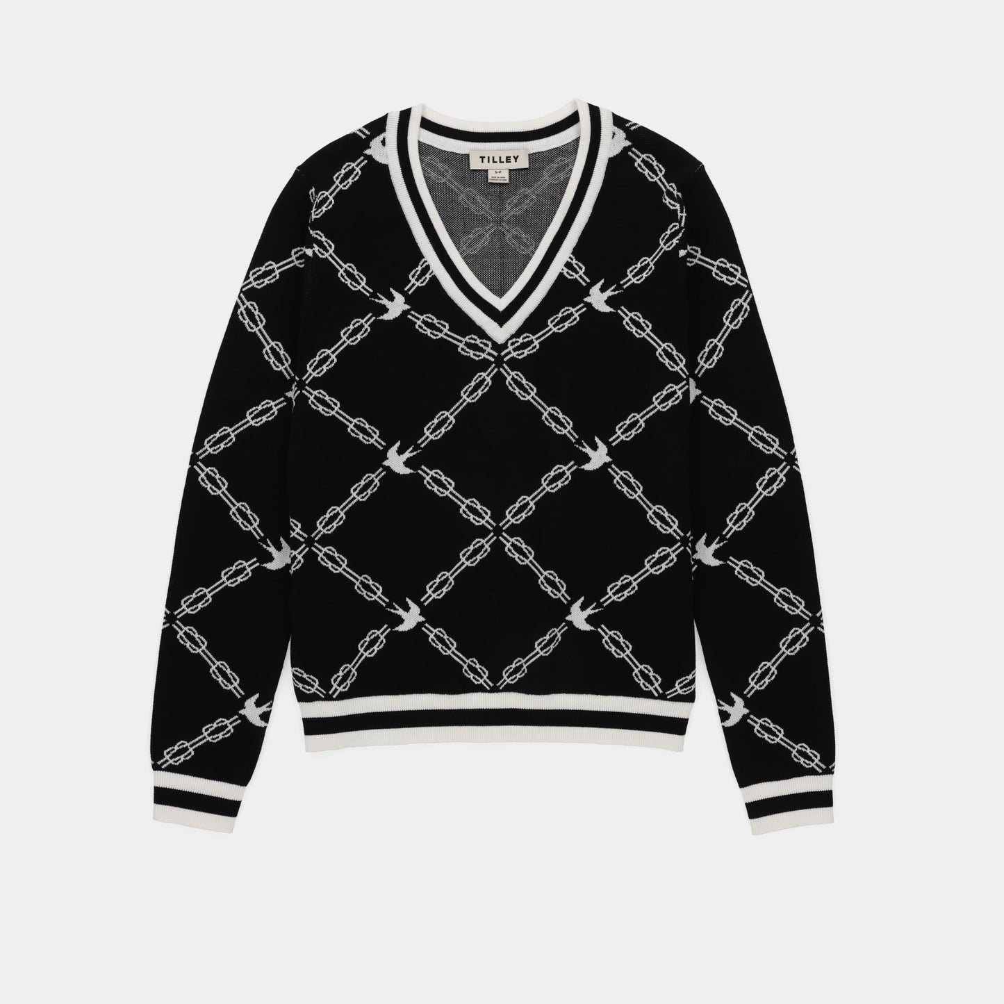 Tilley Birdie Links V-Neck Jacquard Sweater
