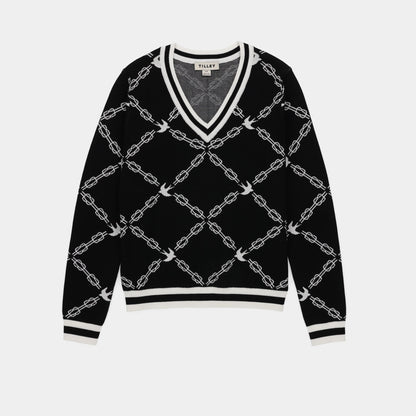 Tilley Birdie Links V-Neck Jacquard Sweater