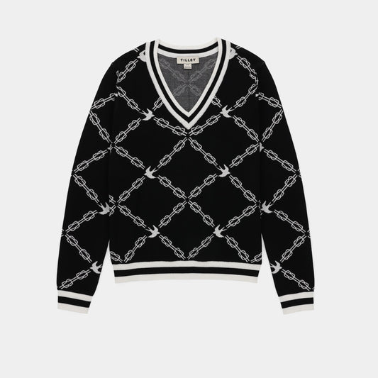 Tilley Birdie Links V-Neck Jacquard Sweater
