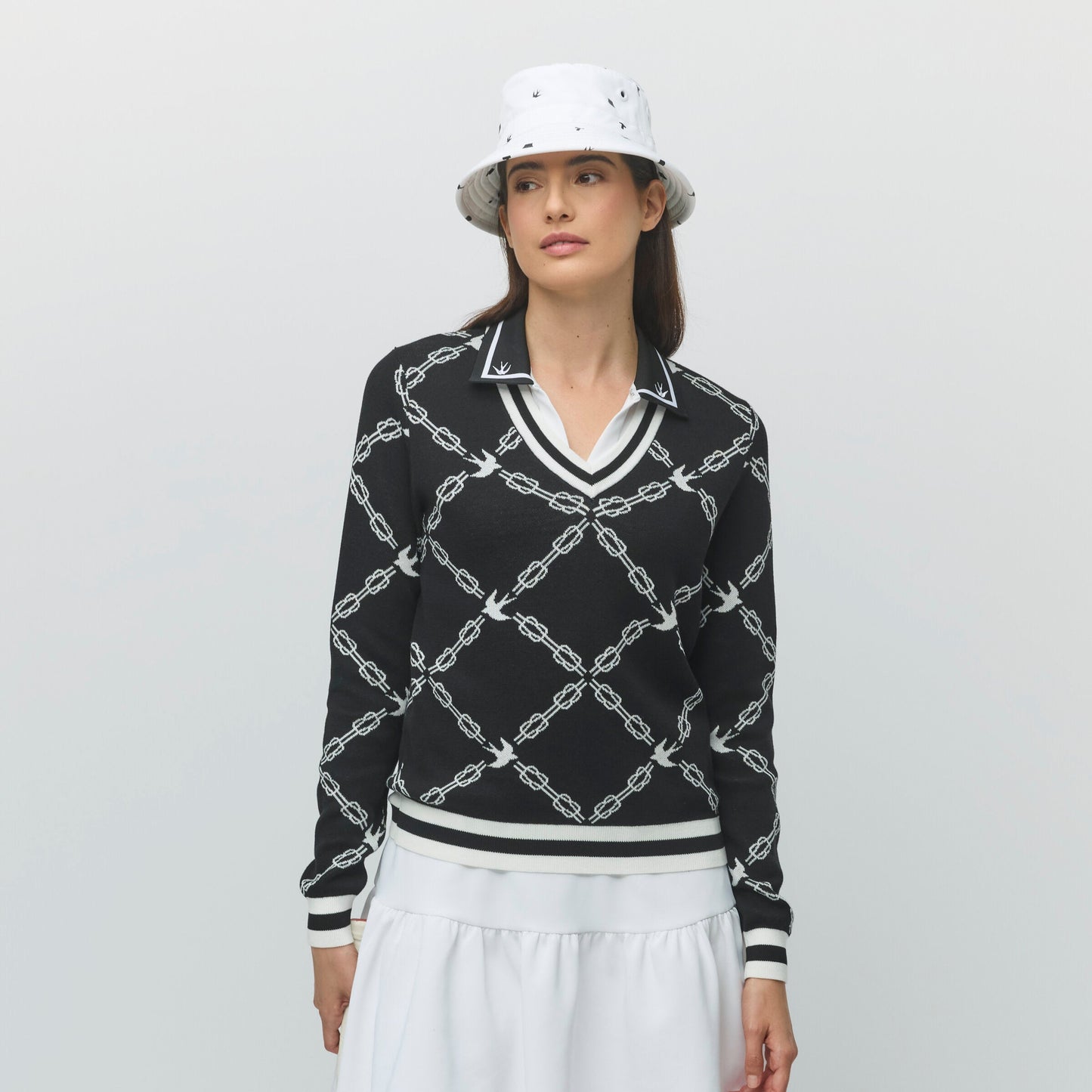 Tilley Birdie Links V-Neck Jacquard Sweater