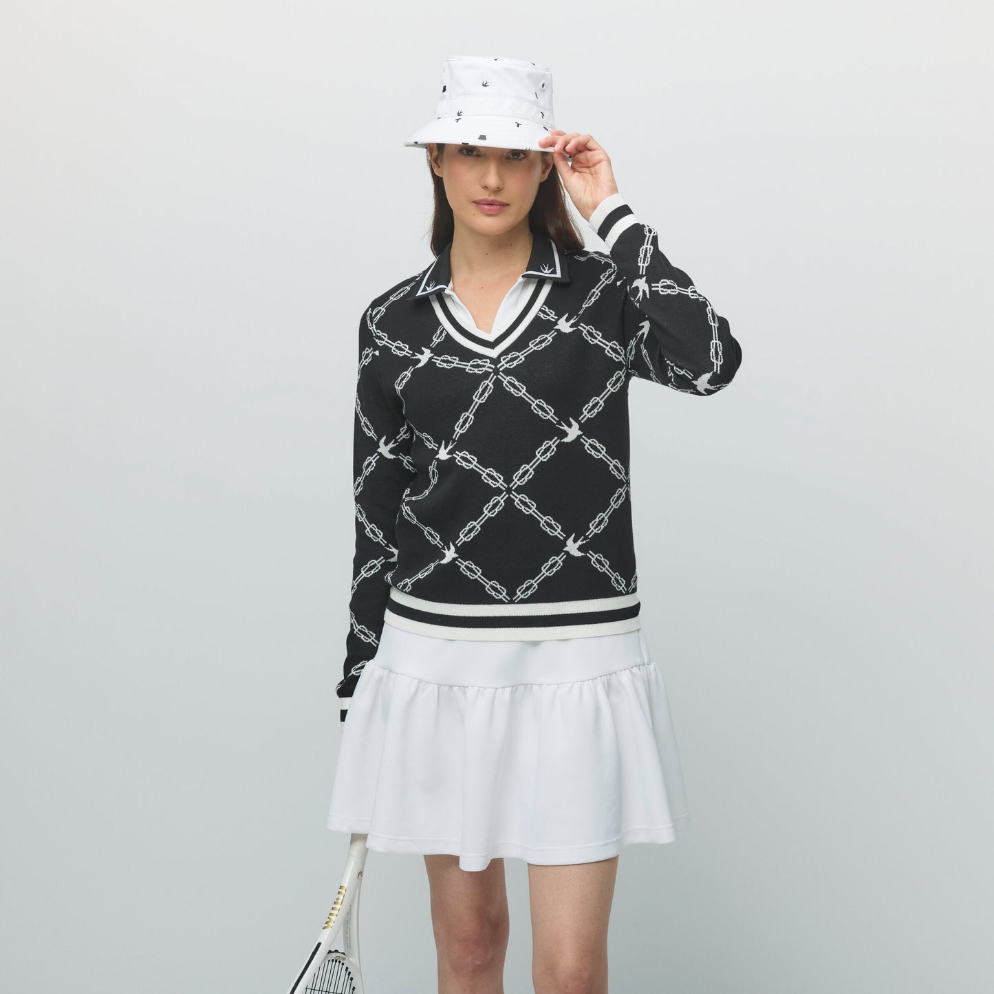 Tilley Birdie Links V-Neck Jacquard Sweater