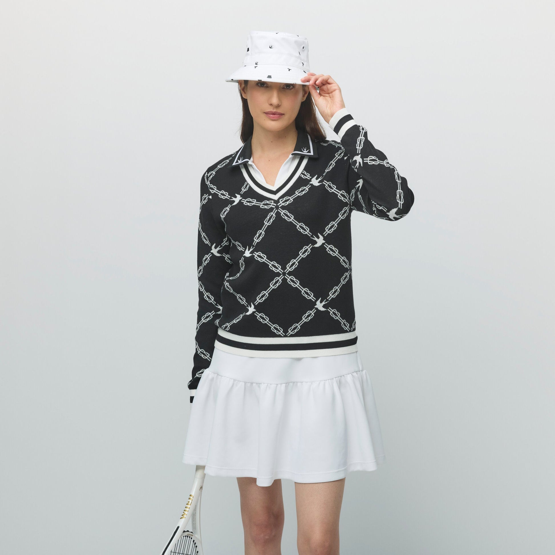 Tilley Birdie Links V-Neck Jacquard Sweater
