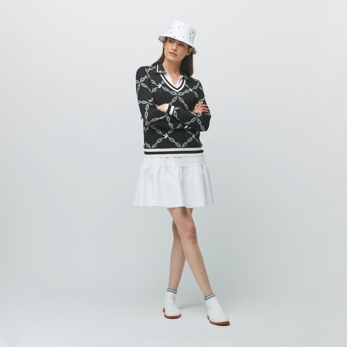 Tilley Birdie Links V-Neck Jacquard Sweater