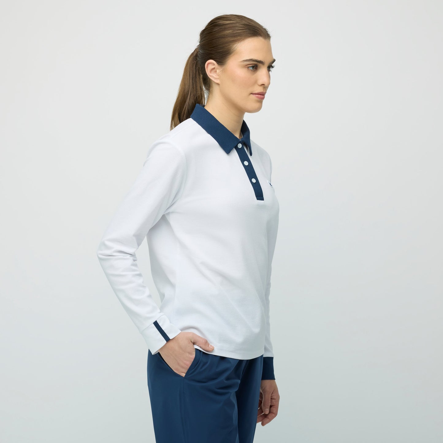 Tilley Preppy Pique Long Sleeve Stripe Placket Polo