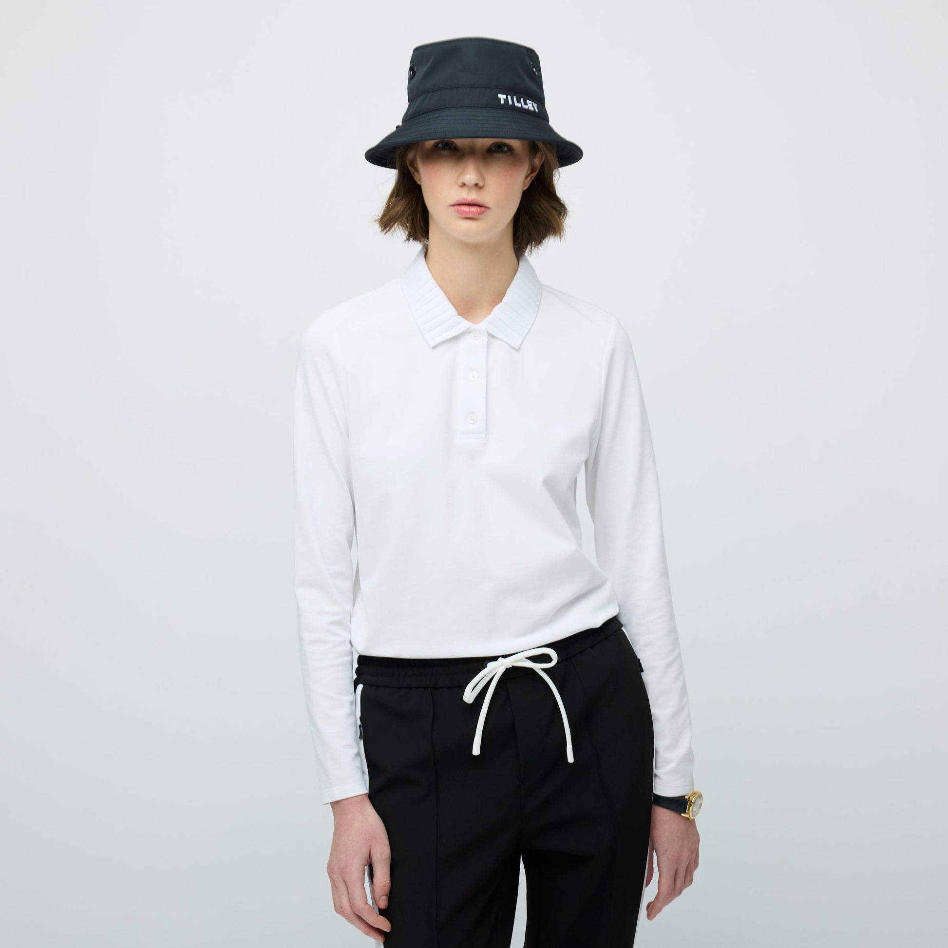 Tilley Long Sleeve Pleated Collar Polo