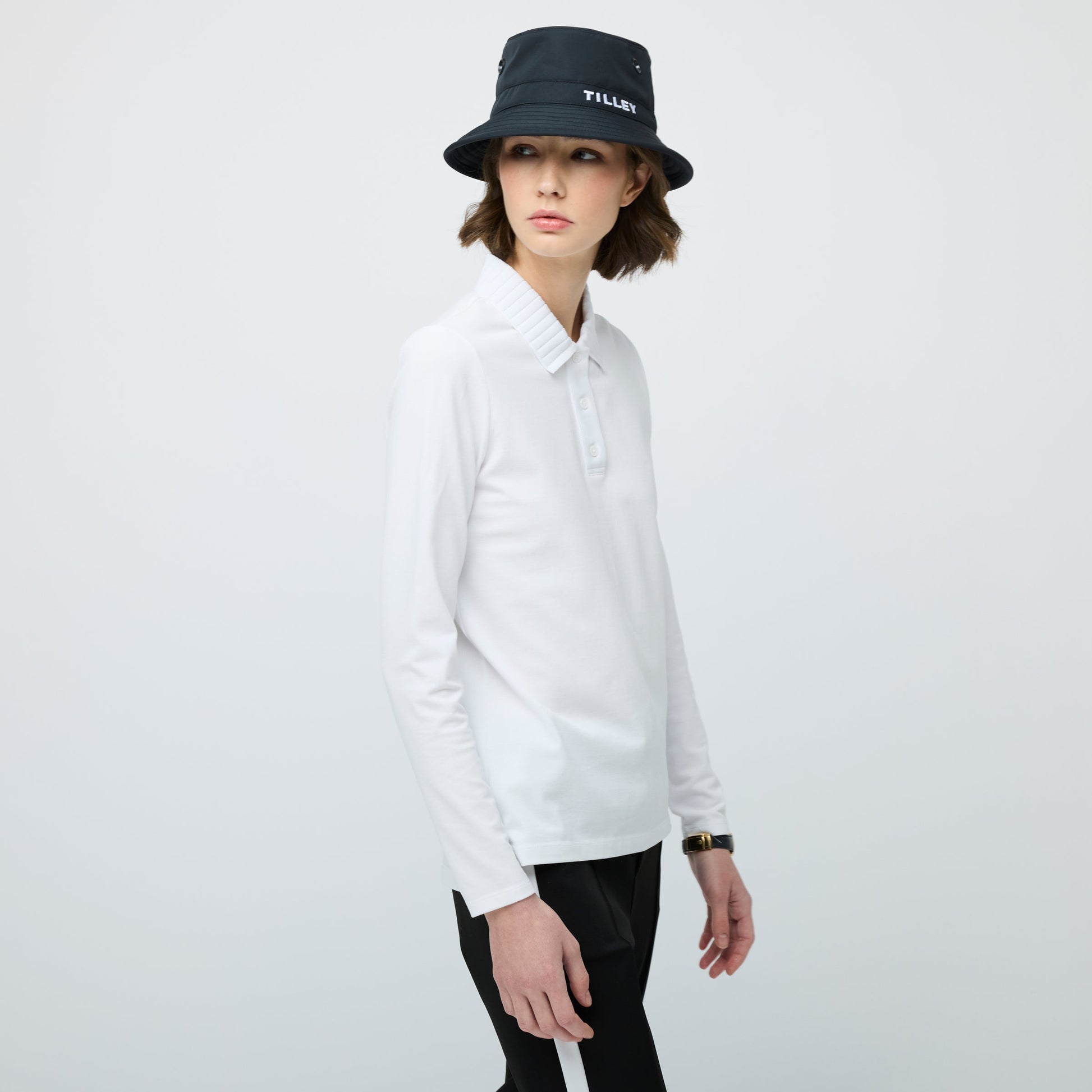 Tilley Long Sleeve Pleated Collar Polo