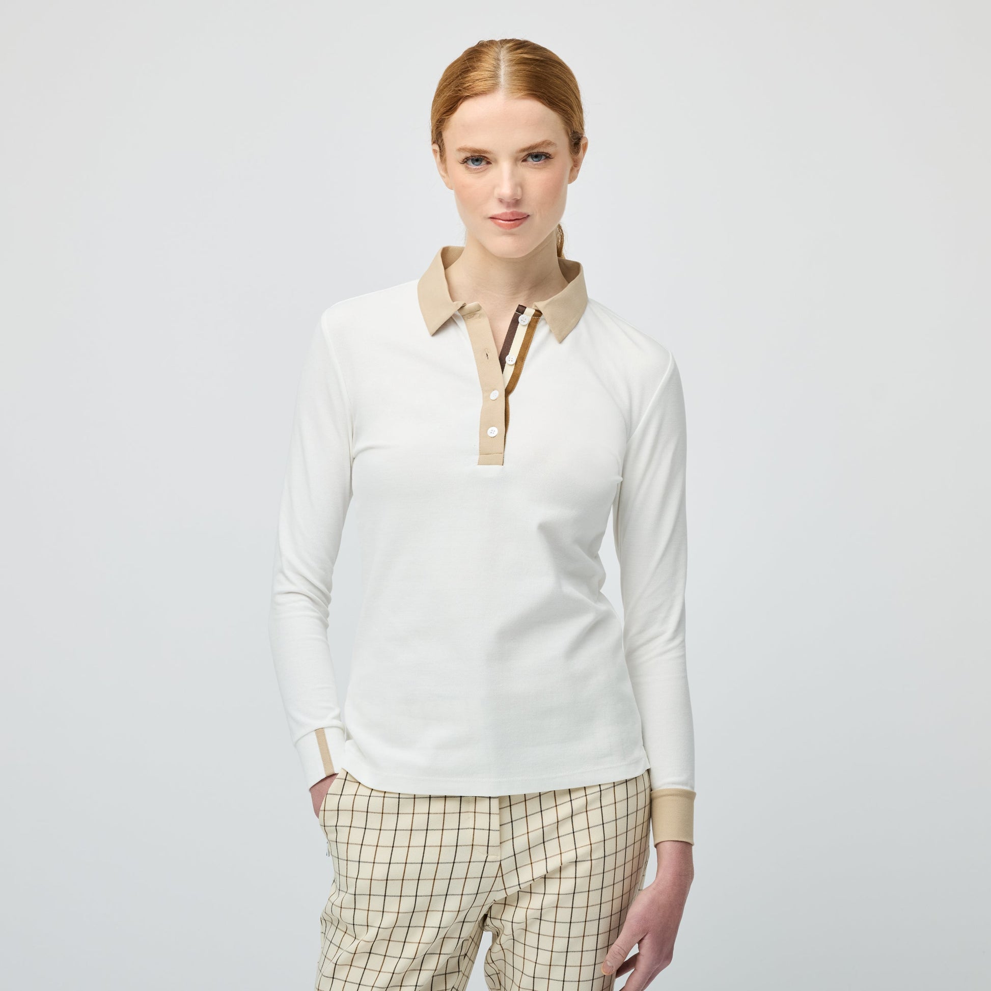 Tilley Preppy Pique Long Sleeve Stripe Placket Polo