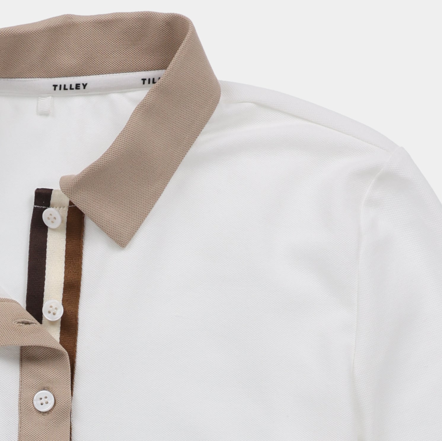 Tilley Preppy Pique Long Sleeve Stripe Placket Polo